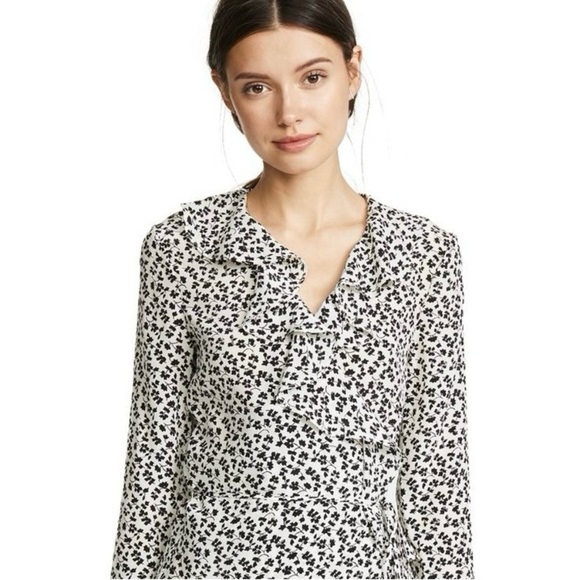 $495 NWOT Veronica Beard Brisas Black/Off-white Silk Floral Print Wrap Dress 2 - Picture 2 of 15